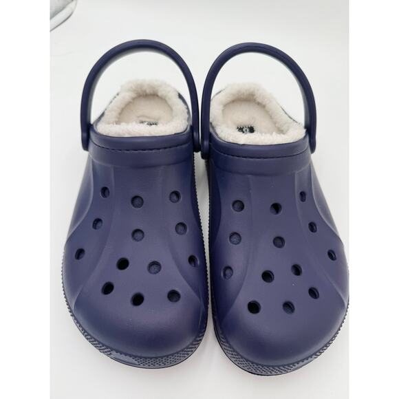 Men's size 9 Women's 11 White Fleece lined Crocs™ Navy Blue Dual Comfort unisex - Picture 2 of 6